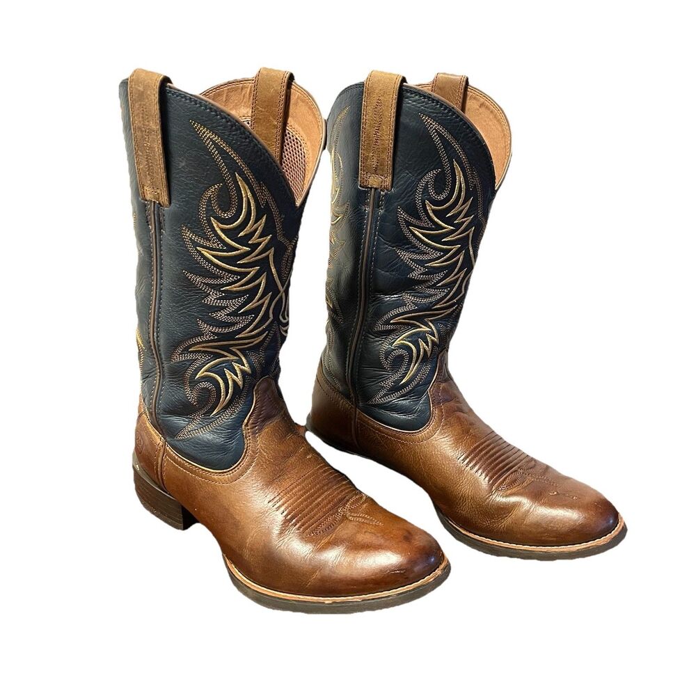 Ariat Brown and Black Leather Western Cowboy Boots